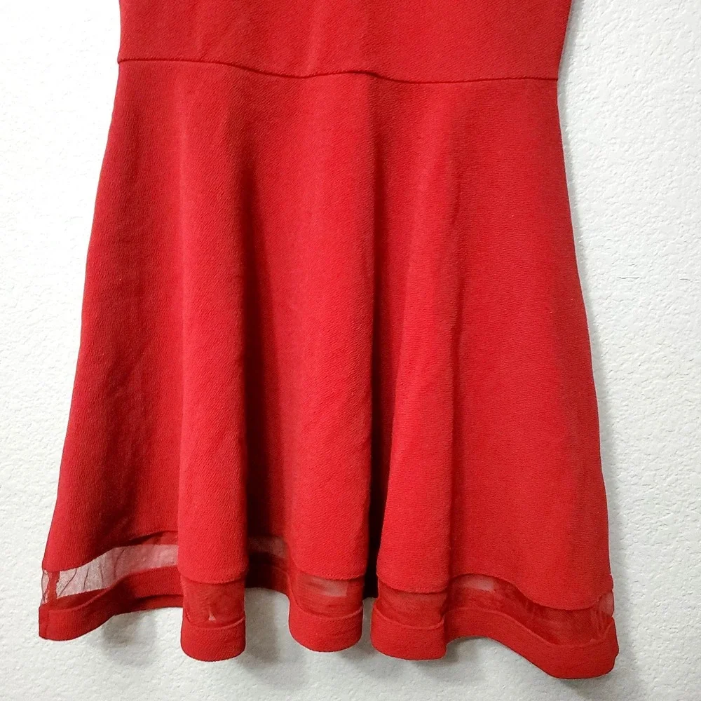 The Children's Place◇Girl's Red Fit & Flare Dress‎ With Mesh Details◇Size XXL 16
